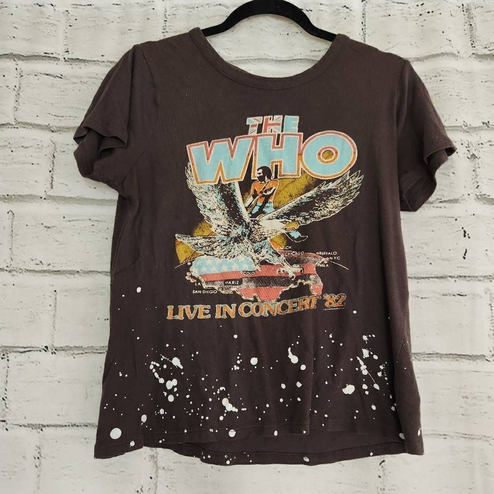 Chaser Graphic band tee the Who Womens 100% Cotton T Shirt Bleached Dark gray